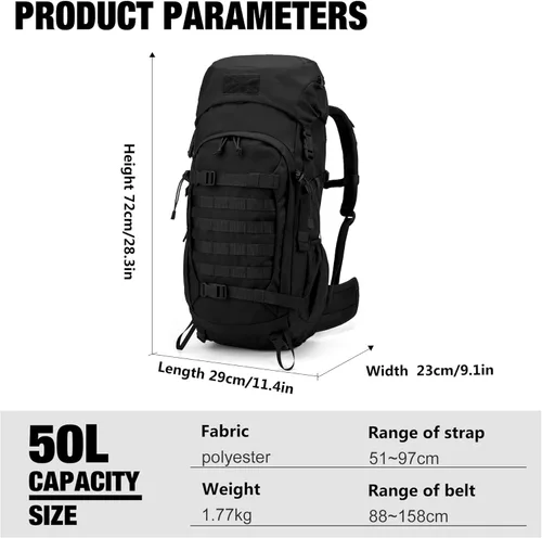 Miniatura 3 de Mardingtop Mochila de senderismo de 50 litros, mochila de mochilero con cubierta de lluvia para senderismo, mochilero, rucking, camping