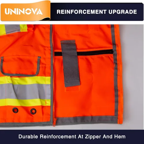 Miniatura 7 de Surveyor Safety Vest Reflective for Men,Class 2 Heavy Duty Safety Vests Reflective with Pockets and Zipper Naranja Sv55 (servicio pesado)