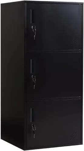 Casillero de almacenamiento vertical de metal con 3 puertas para dormitorio de niños, habitación de niños, escuela, oficina, hogar, gabinete de
