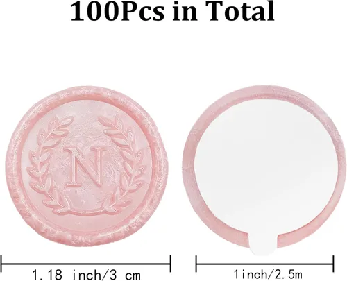 Miniatura 2 de 100 calcomanías adhesivas de cera con letra N rosa, hechas a mano, sin necesidad de sellar, rasgar y usar calcomanías de cera para invitaciones