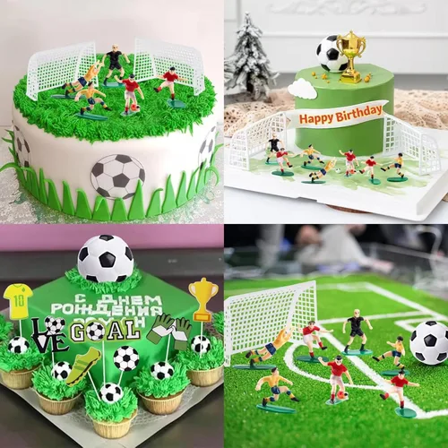 Miniatura 8 de Decoración para pastel de fútbol, 18 piezas, decoración de pastel de fútbol, portería, pasteles, cupcakes, figura de jugador de fútbol para hombres 3