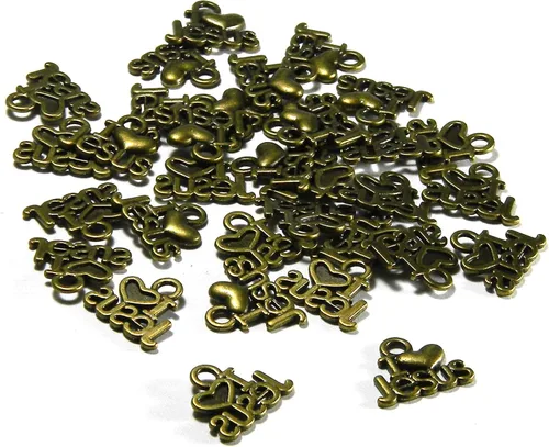 30 dijes de joyería cristiana I Love Jesus con base de estaño chapado en corazón (chapado en bronce antiguo)