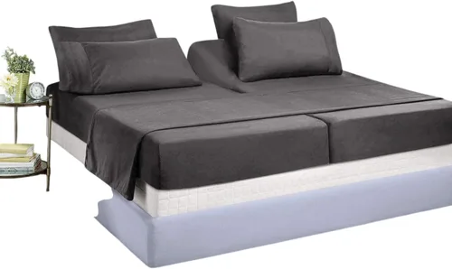 Miniatura 27 de Juego de sábanas divididas de 5 piezas de 800 hilos para cama ajustable (2 piezas, 1 sábana plana y 2 fundas de almohada) 100% algodón egipcio