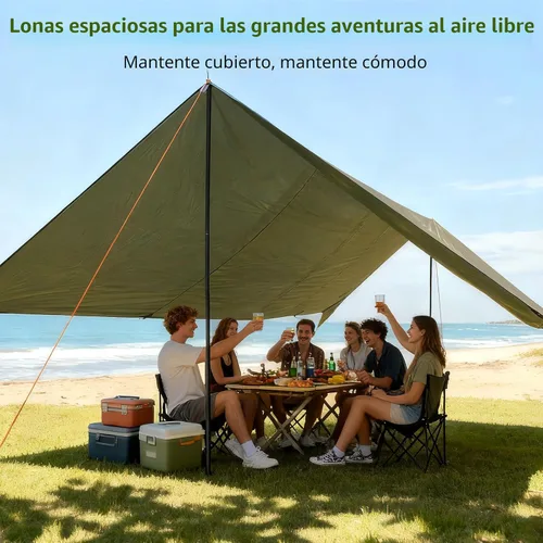 Miniatura 5 de GEERTOP Lona Grande de 17 x 10 pies Impermeable Portátil Mosca de Lluvia para Hamaca Toldo Exterior Lona de Refugio para Mochileros para Acampar