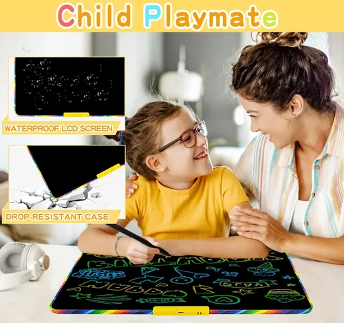 Miniatura 3 de Tableta de escritura LCD 2 en 1 de 16 pulgadas para niños con parte trasera magnética de pizarra blanca, tablero de dibujo y aprendizaje de doble