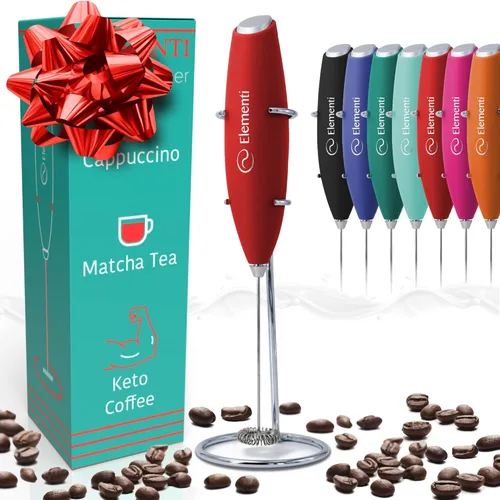 Miniatura 12 de Elementi Espumador de leche eléctrico de mano - Crea café cremoso, delicioso matcha y bebidas perfectas - Batidor compacto y mezclador con soporte