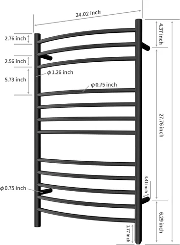 Miniatura 5 de HEATGENE - Calentador de toallas de montaje en pared, enchufe/cableado eléctrico, estante de toallas calentado, 4 soportes, negro mate