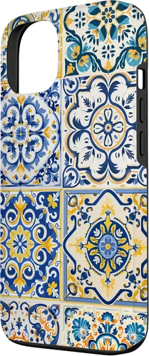 Miniatura 2 de iPhone 13 Patrón de azulejos mediterráneos sicilianos con estuche estético Maiólica
