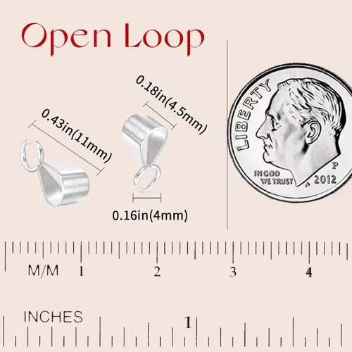 Miniatura 2 de OHINGLT Ganchos de cierre de plata de ley 925 para fabricación de joyas con asa abierta, dije de collar con deslizador, cierres de pulsera con dije