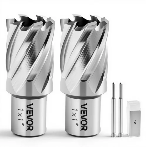 VEVOR Juego de 4 brocas Weldon Shank Mag, profundidad de corte de 1 pulgada, diámetro de corte de 1 pulgada, HSS, 2 brocas con 2 pasadores piloto y