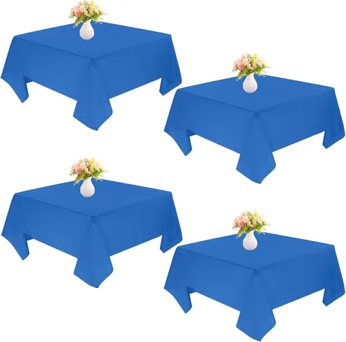 Miniatura 9 de Paquete de 4 manteles cuadrados de mesa de 52 x 52 pulgadas, mantel negro lavable a máquina, tela de poliéster, cubierta de mesa para comedor