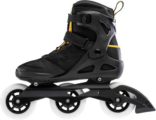Miniatura 2 de Rollerblade Macroblade 100 3WD - Patines en línea para hombre, color negro y amarillo azafrán, patines en línea de rendimiento