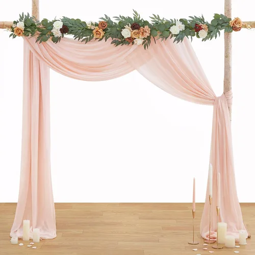Miniatura 20 de Tela drapeada para arco de boda, 6 paneles de tela de gasa blanca, cortinas de telón de fondo transparente de 6 yardas para decoración de baby Blanco
