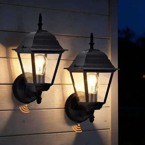 Miniatura 12 de Faroles de pared para exteriores, paquete de 2 luces blancas impermeables para porche, con vidrio transparente, aplique de aluminio resistente a