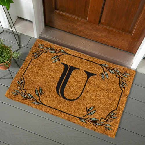 Miniatura 82 de Evergreen Flag Alfombra de puerta de fibra de coco monograma Letra B Alfombra para puerta delantera para interiores y exteriores 71x41 cm