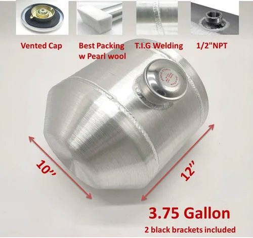 Miniatura 2 de Tanque de combustible 10"x12" Salida 1/2" NPT Capacidad 3.75 galones de aluminio Centro de llenado de gas tanque de gas