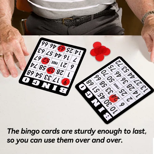 Miniatura 4 de GSE Games & Sports Expert Paquete de 18 tarjetas de juego de bingo con números de fácil lectura, hojas de bingo de papel reutilizables para fiestas