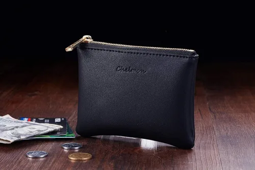 Miniatura 6 de Chelmon - Monedero de piel auténtica con zíper para hombre y mujer