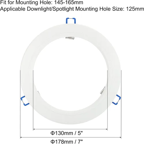 Miniatura 2 de PATIKIL Anillo de ajuste de luz de 5 pulgadas de diámetro interior, cubierta de luz circular de aleación de aluminio, accesorio de iluminación