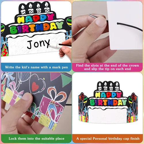 Miniatura 13 de SICOHOME Gorras de papel para niños, coronas de papel para estudiantes, jardín de infantes, suministros de fiesta preescolar, ajustables