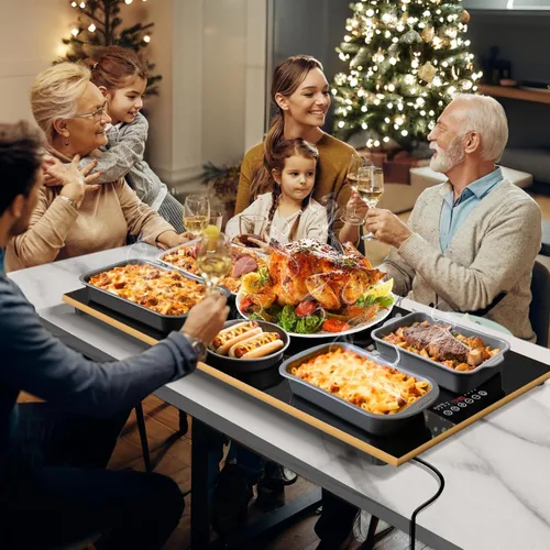 Miniatura 6 de Artículos esenciales para una fiesta de Navidad - Bandeja de calentamiento eléctrica (XXL 32 x 18 pulgadas), tapete calentador de alimentos