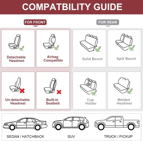 Miniatura 8 de BWTJF Fundas de asiento de automóvil gris, juego completo, fundas universales delanteras y traseras para automóviles, protectores impermeables