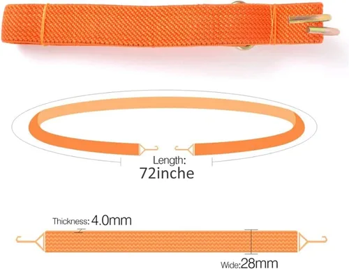 Miniatura 5 de Cuerda elástica plana, cuerda elástica de 60 pulgadas naranja resistente con ganchos
