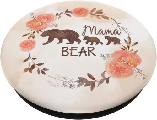 Miniatura 2 de Mama Bear - Rose Flowers Mama Bear With 2 Cubs PopSockets PopGrip intercambiable