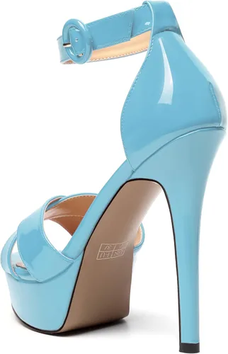 Miniatura 133 de MODENCOCO Sandalias de boda con correa de tobillo sexy para mujer, con plataforma y puntera abierta, tacón de aguja y tacón alto, zapatos de vestir