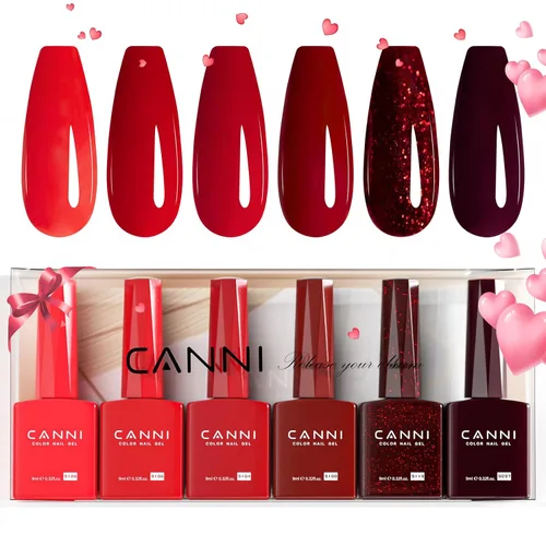 Miniatura 18 de CANNI Juego de esmaltes de uñas en gel sin hema de 9ml - Kit de manicura de gel para uñas rosa claro de 6 piezas, esmalte LED de remojo fácil