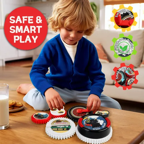 Miniatura 9 de Juego de juguetes magnéticos de 8 piezas, juguetes de engranajes para niños pequeños de 1 a 3 años con música y luz, aprendizaje educativo STEM