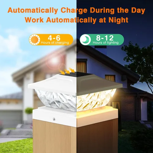 Miniatura 7 de Paquete de 4 luces solares para poste de 2 modos, luces solares brillantes para postes al aire libre, impermeables, luces de poste al aire libre