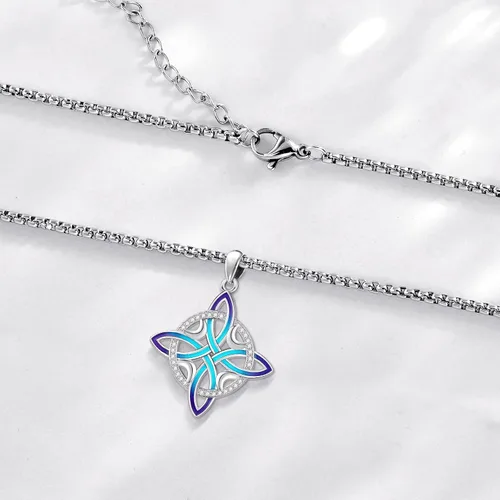 Miniatura 139 de Collar de pentagrama de plata de ley con triple luna, diosa celta, nudo celta, nudo de brujas, Ankh, sol y luna, Hécate, lilith, Santa Muerte