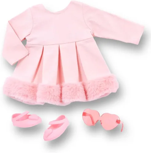 Miniatura 5 de Generation Fashion Dolls - Muñeca rosa de 18 pulgadas, pelo rosa con una raya de turquesa, lentes de sol de corazón rosa, vestido y zapatos rosados