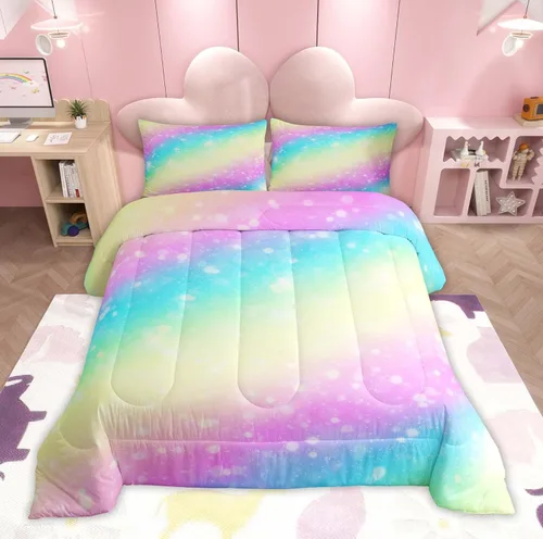 Miniatura 34 de Feelyou Juego de edredón de perezoso lindo juego de ropa de cama para niños y niñas, juego de edredón de mariposa de galaxia, hojas botánicas