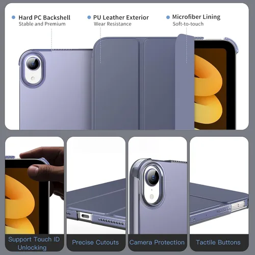Miniatura 4 de MoKo Funda para iPad mini 7 (A17 Pro) Generación 2024, Funda para iPad mini 6 2021, Funda Protectora Delgada y Ligera de 8.3 Pulgadas con Carcasa