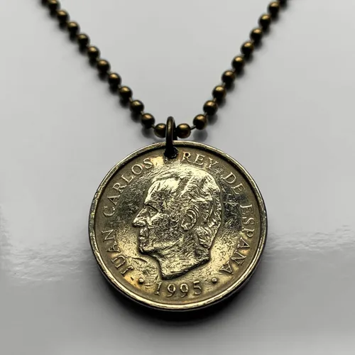 Miniatura 4 de 1995 Spain España 100 Pesetas coin pendant rey Juan Carlos I FAO Madrid Barcelona Sevilla Granada Malaga Valencia Cadiz Zaragoza Murcia Bilbao