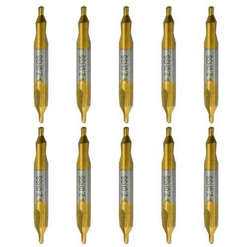 Miniatura 12 de MDEOOSKY Paquete de 10 brocas centrales de 0.069 pulgadas – M2 HSS revestimiento de titanio, avellanado combinado de 60° para torno de precisión