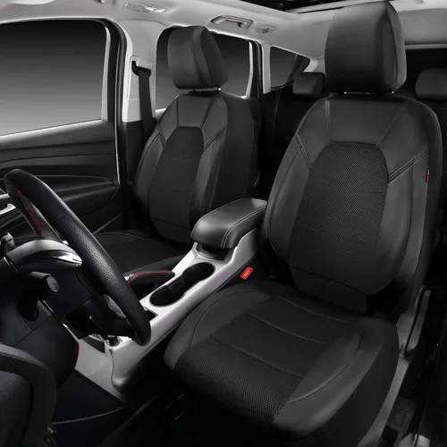 Miniatura 7 de CAR PASS Fundas de asientos de automóvil de cuero y malla de aire 3D, ajuste universal, para sedanes, camiones, SUV, compatibles con airbag, diseño