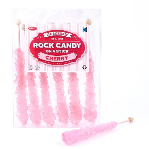 Miniatura 19 de Palitos de caramelo de roca extragrandes: 12 paletas de cereza rosa – envueltas individualmente – Palitos de caramelo de roca de cristal