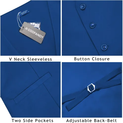Miniatura 4 de COOFANDY Chaleco de traje de negocios para hombre, chaleco de vestir casual, chaleco ajustado
