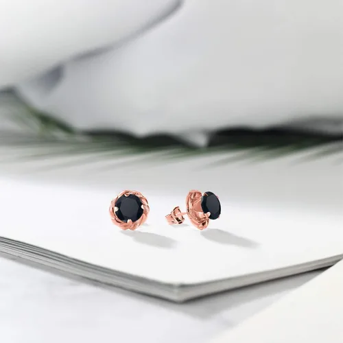 Miniatura 145 de Gem Stone King Aretes de plata de ley 925 de 0.236 in con piedra natal redonda para mujer