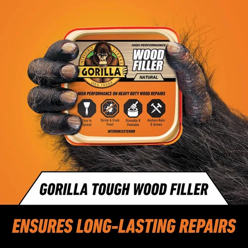 Miniatura 2 de GORILLA Masilla para Madera Multiusos, Acabado Natural, Tubo de 16 Onzas (Paquete de 1) - Resistente al Agua para Proyectos y Reparaciones
