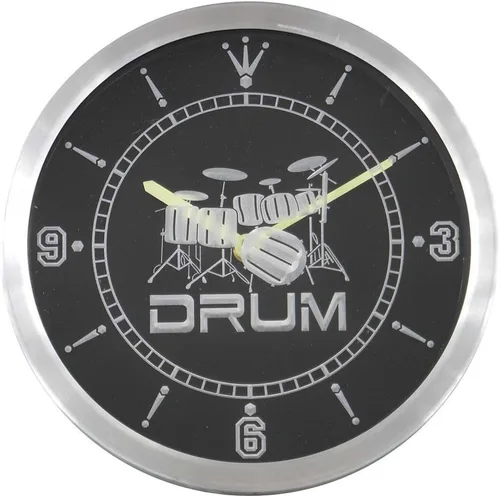 Miniatura 2 de ADVPRO nc0406-b Band Room Drum Rock n Roll Music Neon Sign Reloj de pared LED