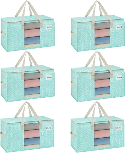 Miniatura 28 de VENO Paquete de 4 bolsas de mudanza resistentes, bolsas de almacenamiento de ropa y edredón con ventana transparente, suministros de embalaje