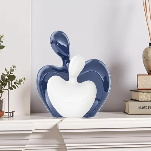 Miniatura 4 de XMGZQ Figuras de cerámica azul y blanca para decoración del hogar, compromiso de boda, regalo romántico para marido, esposa, estatua de amor grande