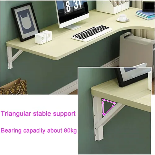 Miniatura 7 de LIGUOYI Escritorio flotante para pared de 28, 35, 39 pulgadas, mesa de pared estable y resistente en forma de L, escritorio de computadora