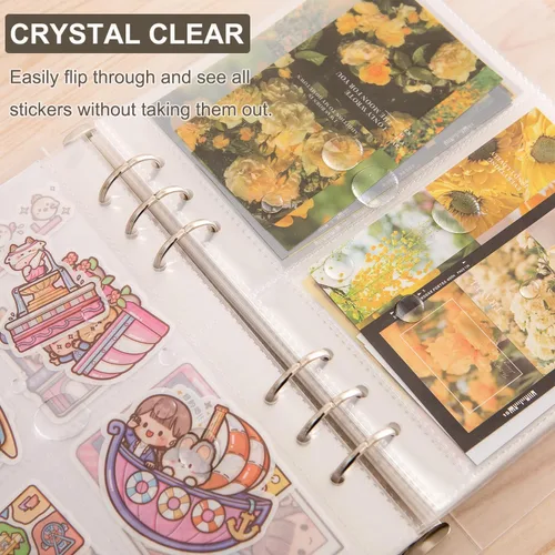 Miniatura 3 de 1 pieza Álbum de almacenamiento de pegatinas A5, libro de organización de pegatinas para coleccionar, carpeta con fundas para stickers, organizador