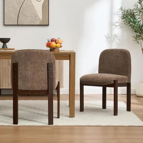 Farmhouse - Juego de 2 sillas de comedor de madera, modernas sillas tapizadas de tela para cocina y comedor, cómodas sillas de lectura lateral con
