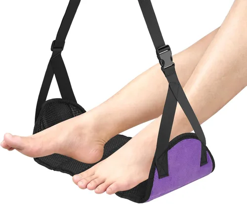 Reposapiés para avión (viaja cómodamente), hamaca perfecta para el pie en avión o artículos esenciales de viaje en avión para relajar tus pies,